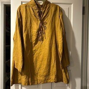 Bohème Goods, linen tie dress in gold